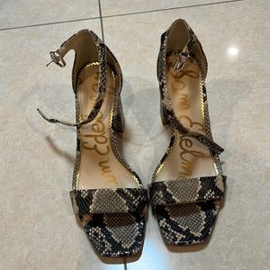 Brand new! Sam Edelman snakeskin printed block heel sandals